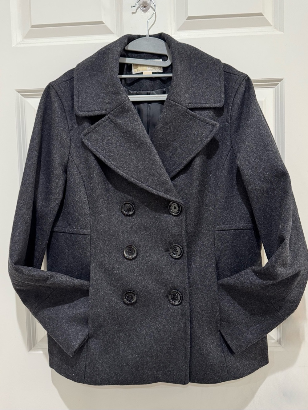 Michael Kors Women’s Double-Breasted Dark Gray Peacoat Jacket Coat size L